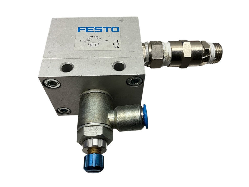 Festo OS-1/2 3427 Pneumatic Shuttle Valve 5000 I/M, 1-10 bar, w/througt-hole