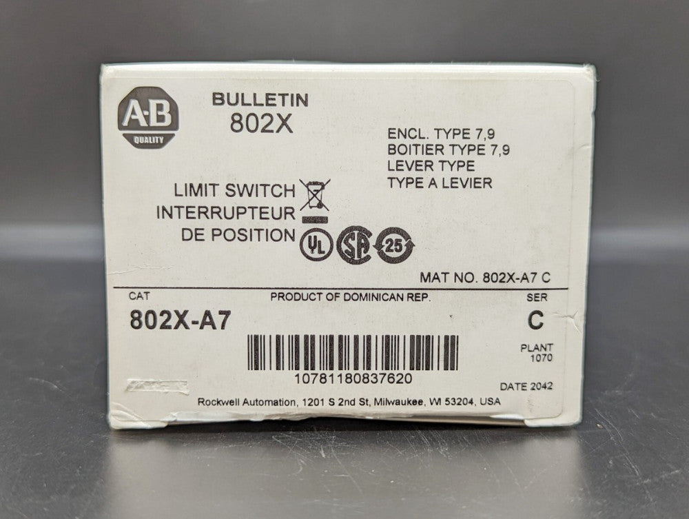 Allen Bradley 802X-A7 Hazardous Location Limit Switch NEW IN BOX