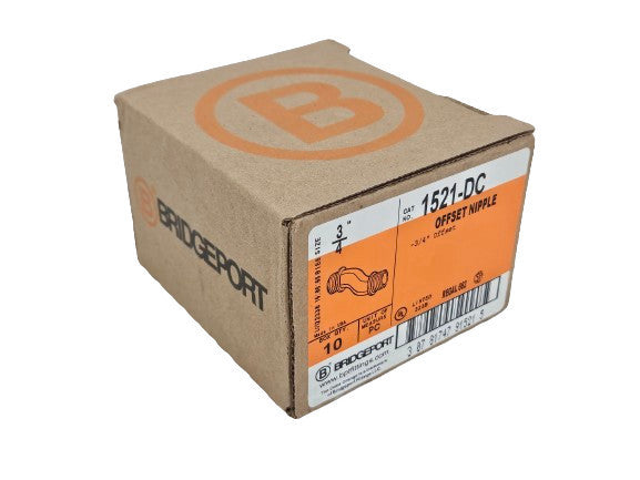 Box of (10) Bridgeport 1521-DC 3/4" Diecast Offset Nipple 1521DC New Sacramento