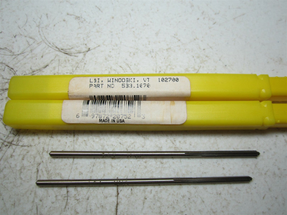 L & I (533.1070) 0.107" High Speed Steel 4 Flute Chucking Reamer - Pack of 2