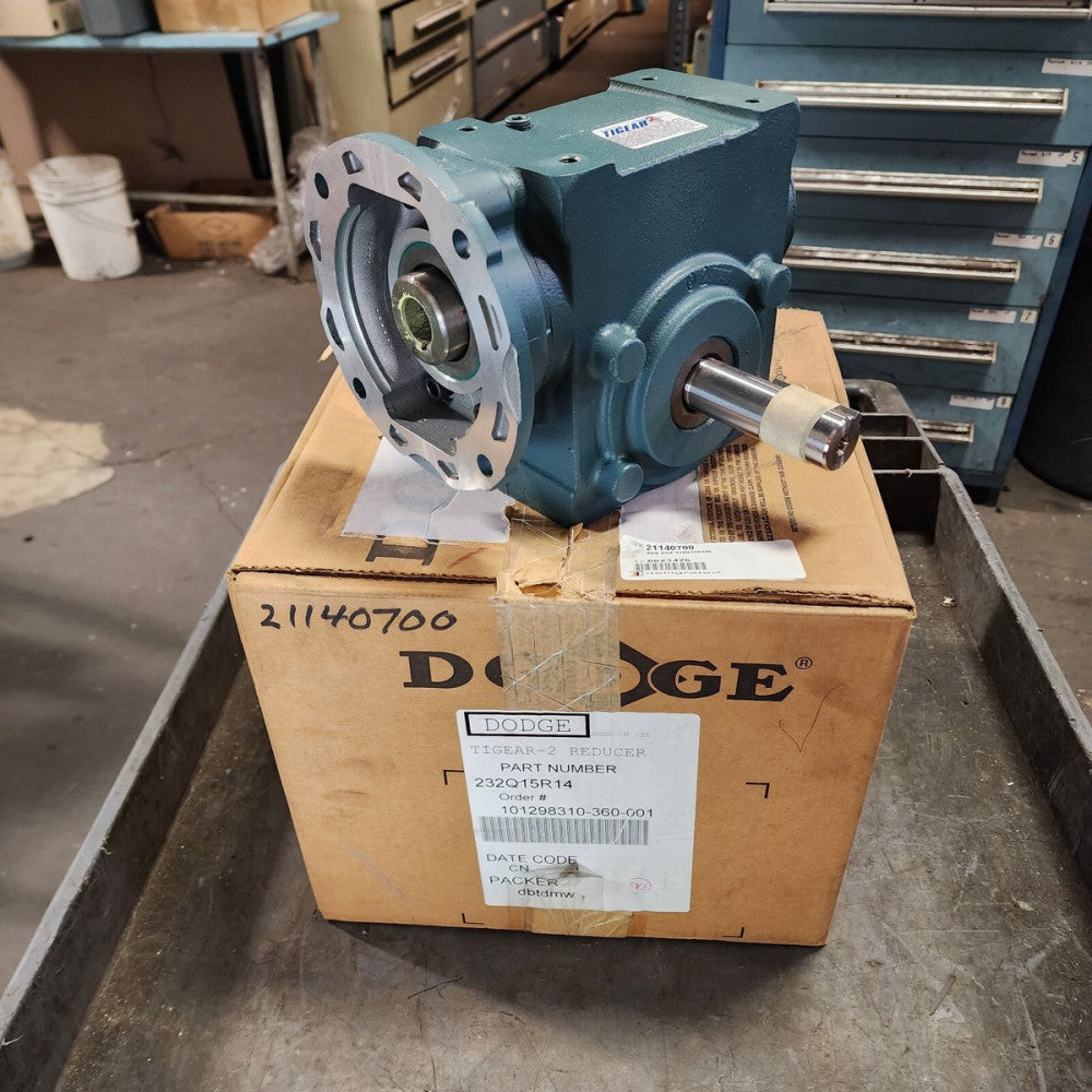 NEW DODGE TIGEAR RIGHT ANGLE WORM GEAR SPEED REDUCER 15:1 RATIO 2.5 HP 232Q15R14