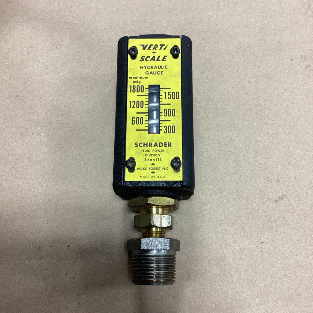 Schrader Verti-Scale Hydraulic Gauge, Range 300 - 1800 PSIG Pre Owned
