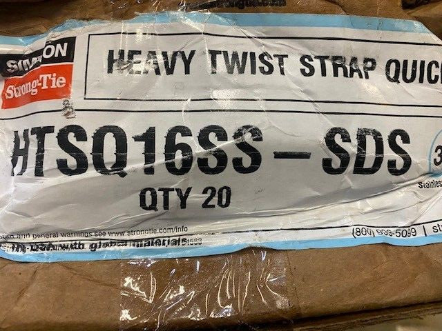 (20 PACK) HTSQ16SS-SDS Heavy Twist Strap w/ SDS Screws