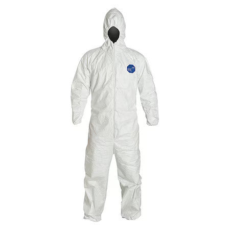 Dupont Ty127swhmd0006g1 Tyvek 400 Hooded Disposable Coveralls, Medium, Zipper,