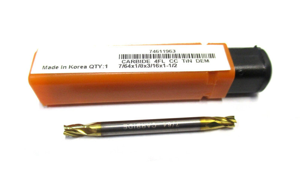 NEW (74611963) 7/64 x 1/8 x 3/16 x 1-1/2 4F CC DE RH Carbide Square End Mill