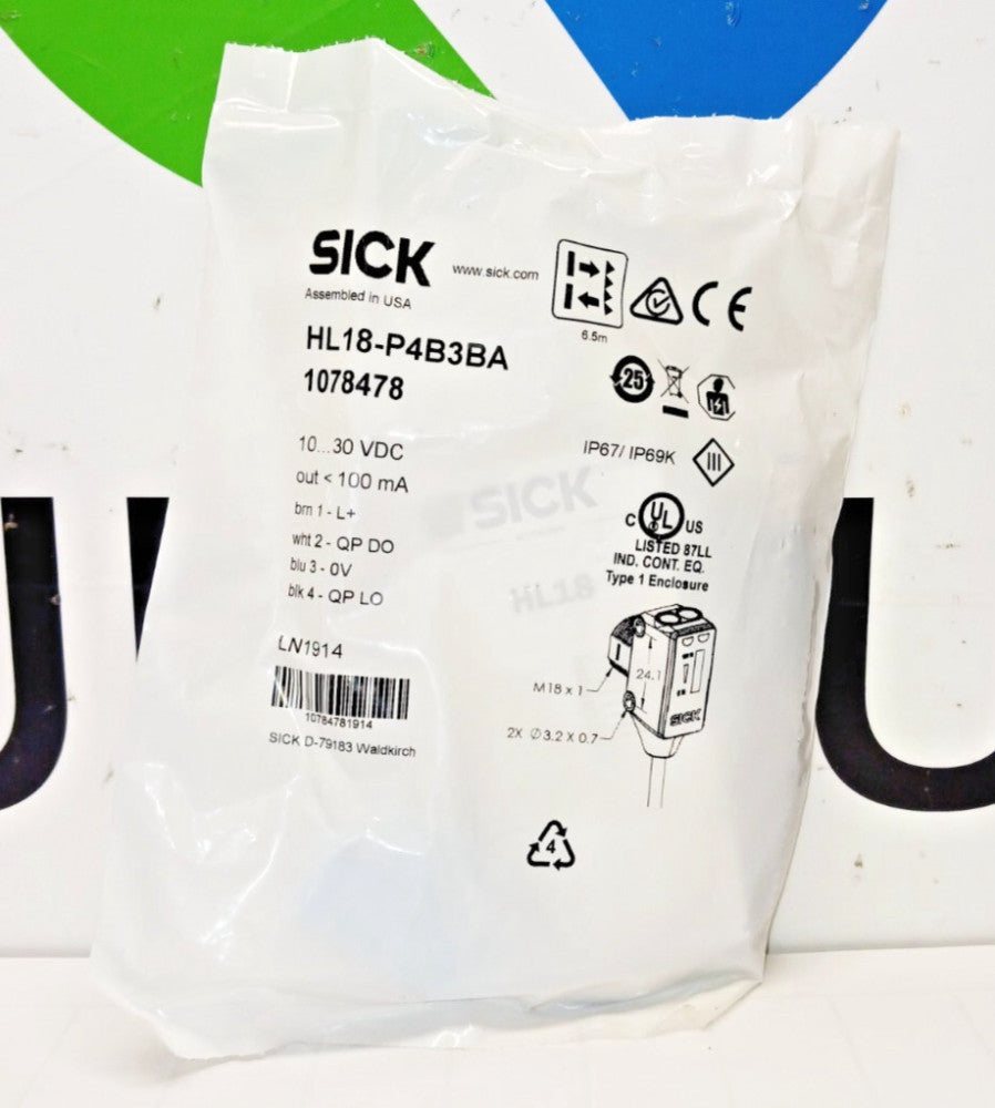 New Sick Photoelectric Sensor 30 VDC  HL18-P4B3BA  *Factory Sealed*