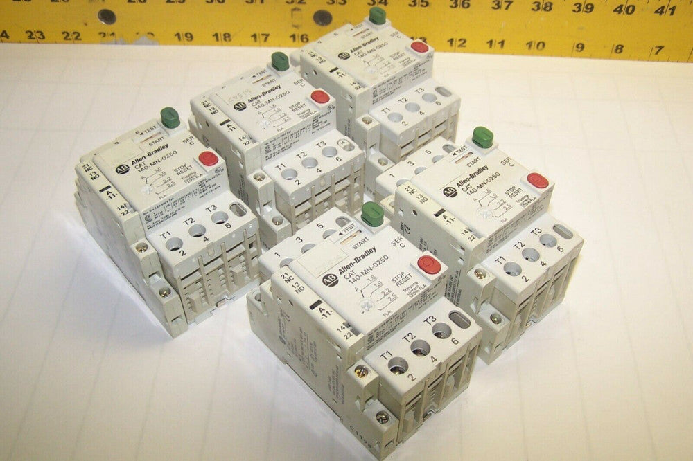 5) ALLEN BRADLEY MANUAL MOTOR STARTER 1.6-2.5 AMP 600 VAC 1.5 HP  140-MN-0250