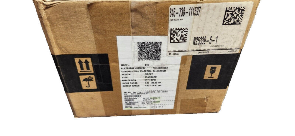 Fisher Emerson 846-738-111597 Current Transducer 4-20ma .3-15psi 12vdc NEW