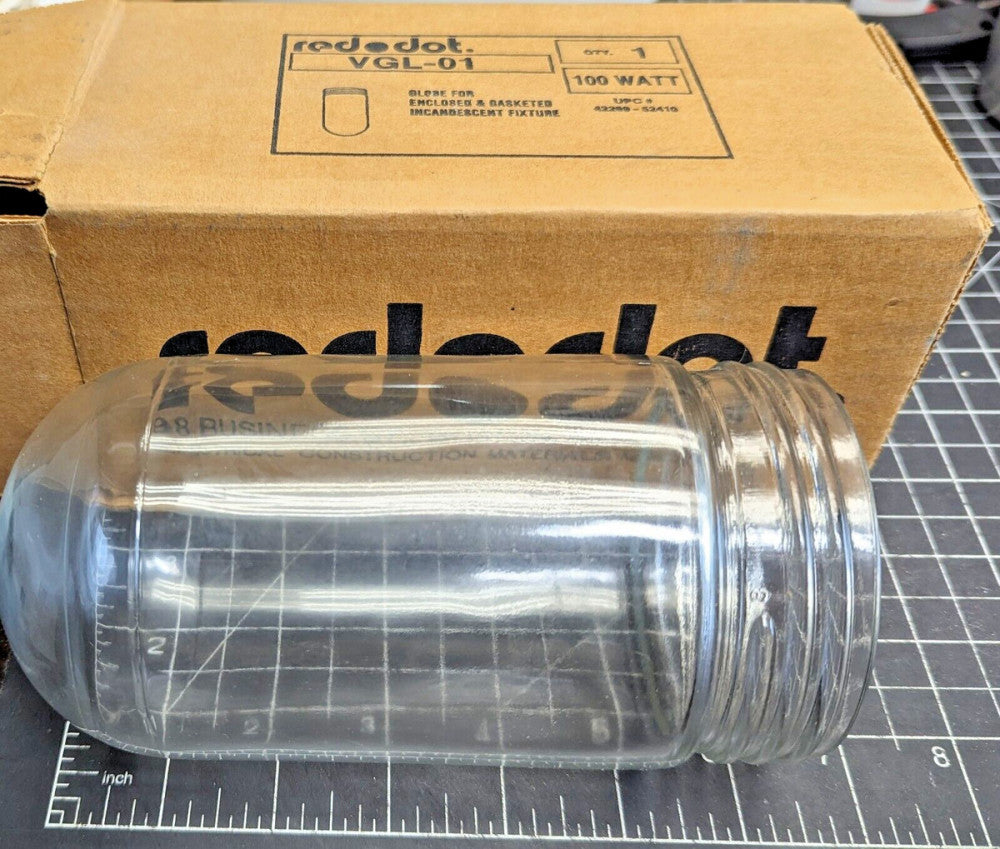 NEW RED DOT CLEAR GLASS VAPORTIGHT INCANDESCENT FIXTURE GLOBE VGL-01 VGL01 [C5F1