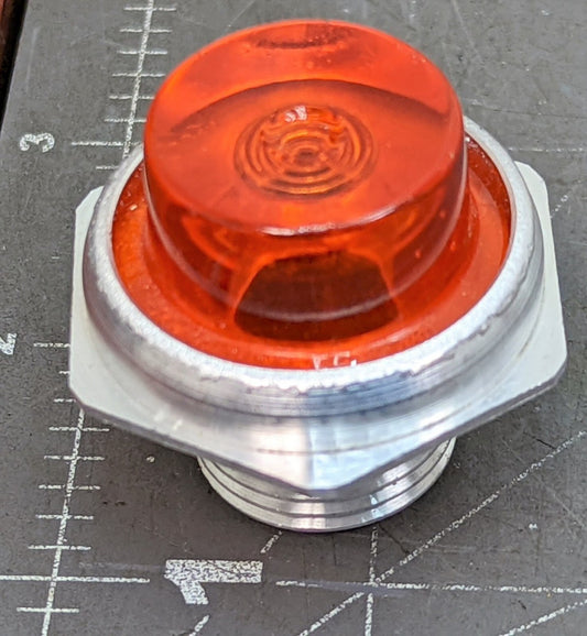 22mm Amber Plastic/Aluminum Pilot Light Head Water Tight Emmerson Controls [A4BB