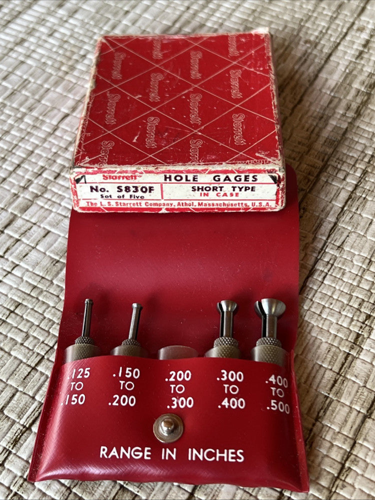Vintage Starrett No. S830F 5 Pc Small Hole Gage Gauge Set (missing .200-.300)