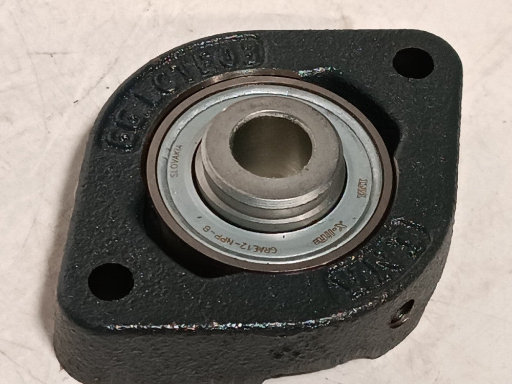 INA GLCTE12 Two-bolt Flanged Bearing, Bore: 12mm, Oval Cast Iron Housing