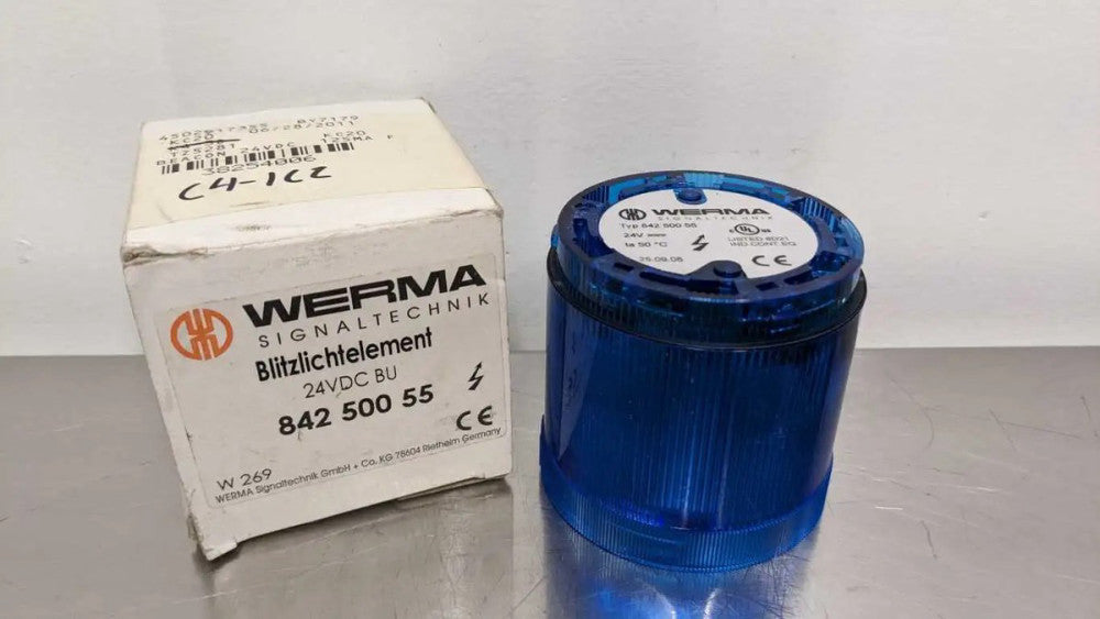 Werma Signaltechnik 842 500 55 Flashing Light Element BLUE 24 VDC Signal Light T