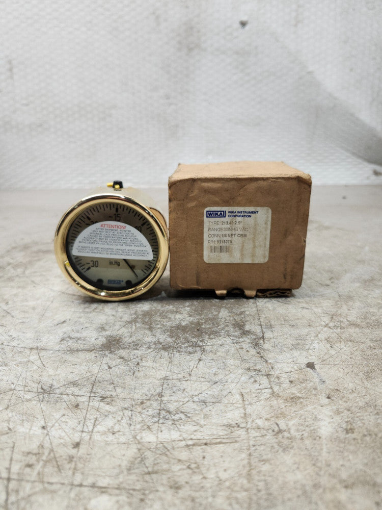 NEW IN BOX WIKA Brass Liquid Filled 0-30in Gg Vacuum Gauge 1/4'' 9318070