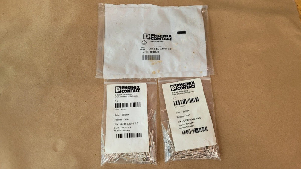 Lot of 250 Phoenix Contact Crimp Contact Pins CK1,6-ED-0,50ST AG
