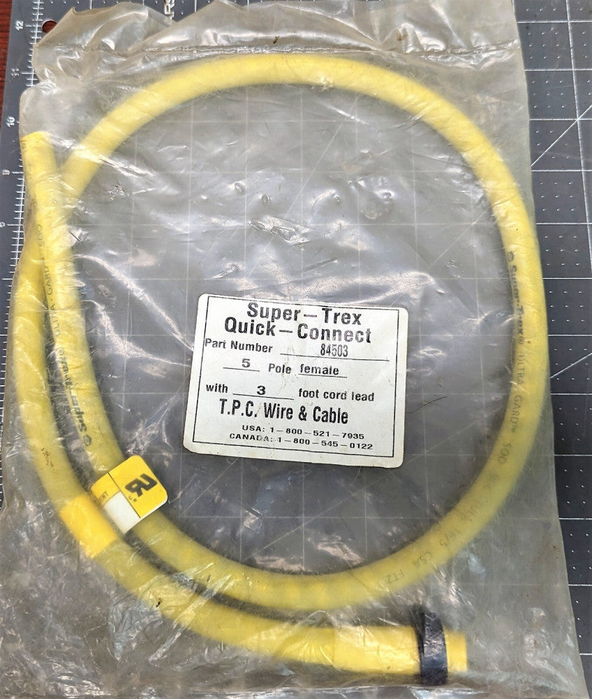 TPC Wire & Cable 84503, Super-Trex Female Plug 5 Pin Cable 3 Foot Cord Set [D1B4