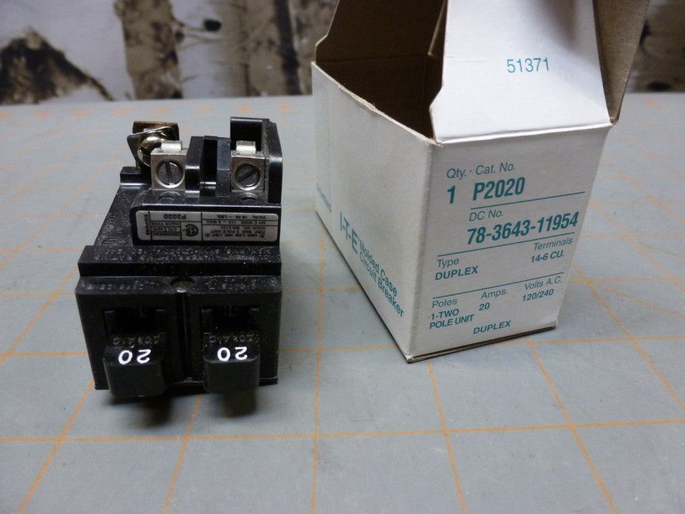 NOS Siemens P2020 20A 2P 120/240V ITE Pushmatic Circuit Breaker 78-3643-11954