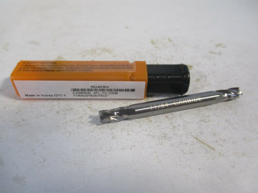 (750728) 11/64" x 5/16" x 3/16" x 2" OAL 4 Flute Solid Carbide Square End Mill 