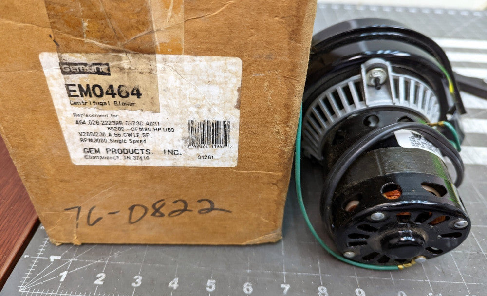 GEM EMO464 MC MILLAN 208-230V 3000RPM 1/50HP 1PH 1206-00003 [C2S4] 