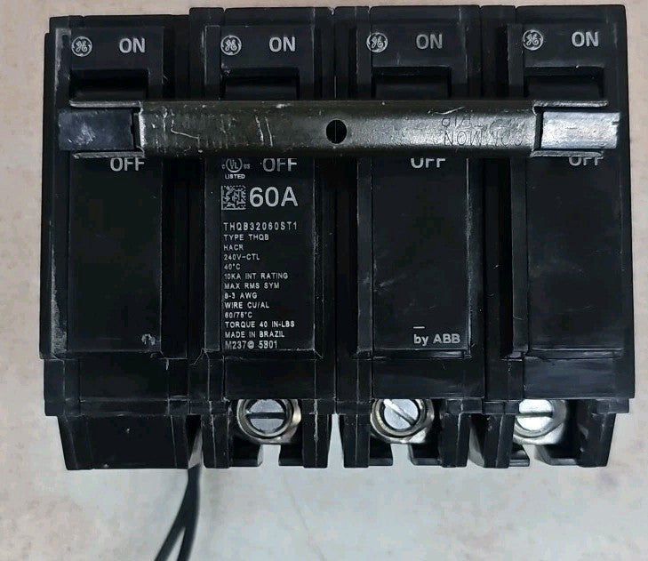 GE NNT THQB32060ST1 60 Amp 3 Pole 240V Shunt Trip Bolt On Circuit Breaker NTO