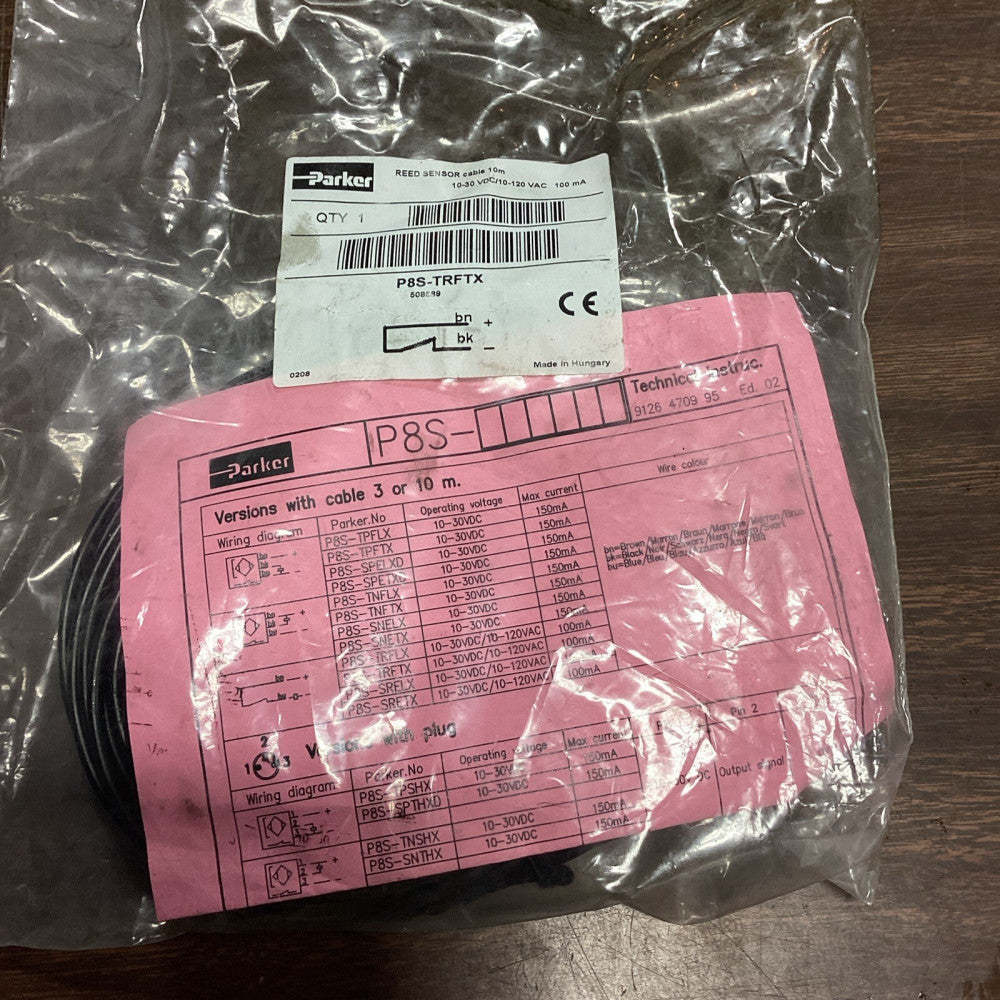 NEW IN BAG PARKER P8S-TRFLX REED SENSOR 508588, 10M CABLE F24