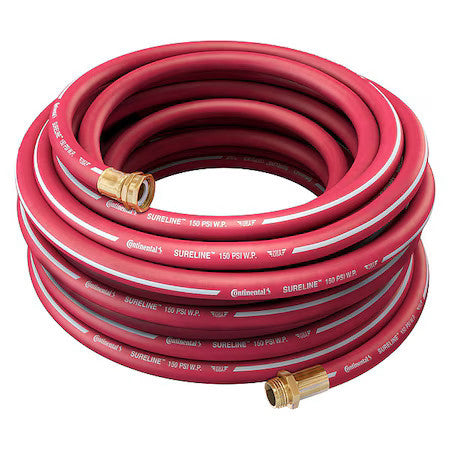 Continental Cwr100-75Mf 1 In Id X 75 Ft L Garden Hose, Epdm Tube, Red, Brass X