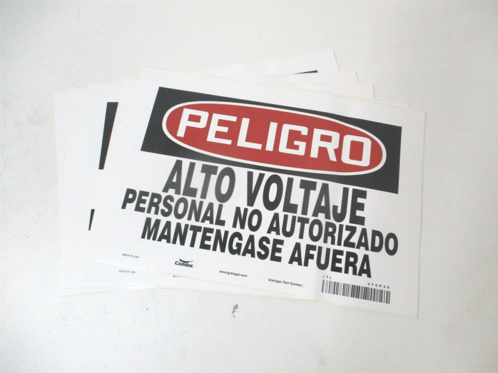 (479P29) 7 x 10 Alto Voltaje Personal No Autorizado Mantengase Afue Sign - Qty 5