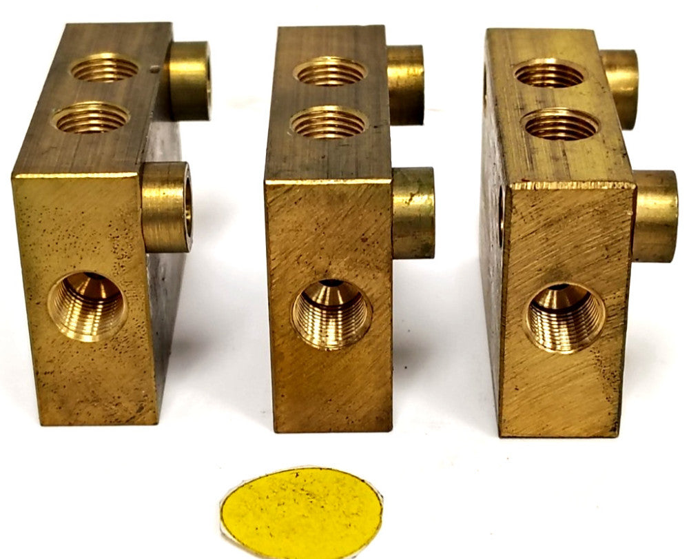 UNBRANDED 1/8" MANIFOLD BLOCK BRASS ***LOT OF 3***