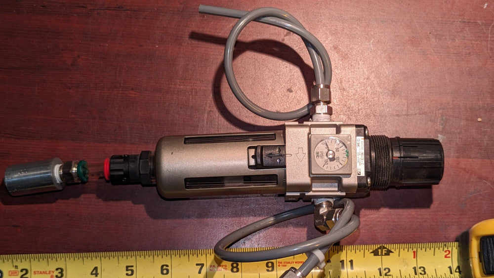 SMC AWD30-N02DE-Z Regulator w/ plumbing