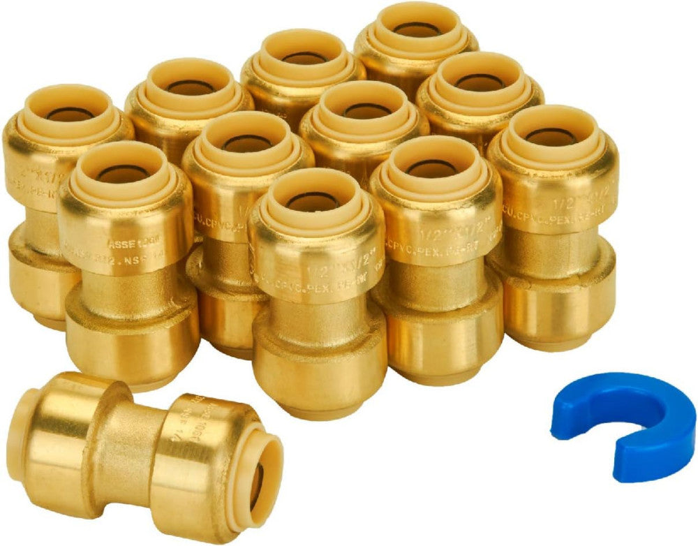 1/2 Inch Coupling, Push Pex Fittings 1/2 Inch, 1/2" Straight Coupling, No Lead B