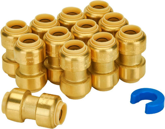 1/2 Inch Coupling, Push Pex Fittings 1/2 Inch, 1/2" Straight Coupling, No Lead B