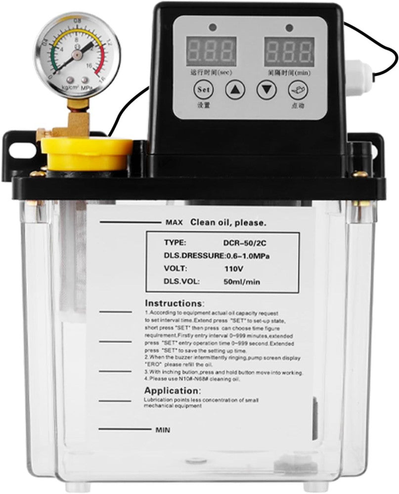 MXBAOHENG Automatic Lubricating Oil Pump 110V 2L Electromagnetic Lubrication CNC