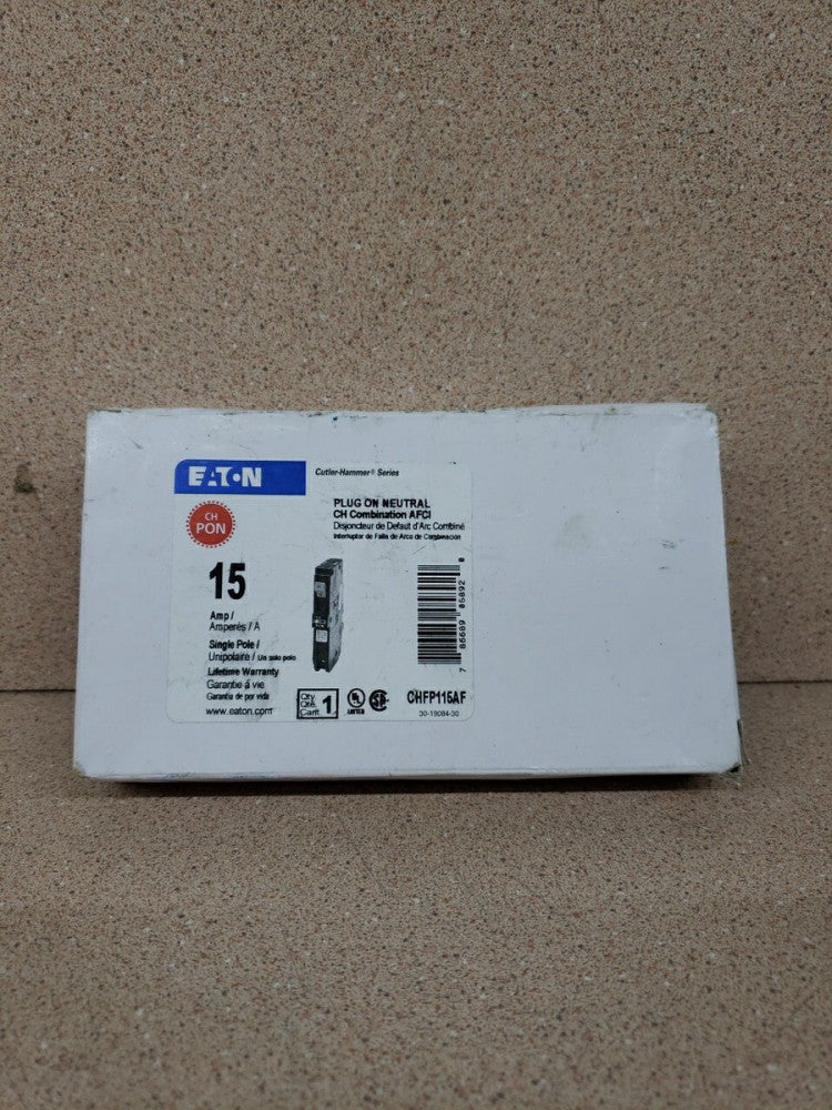 New Old Stock! Eaton CHFP115AF Single Pole 15 Amp Arc Fault Circuit Breaker