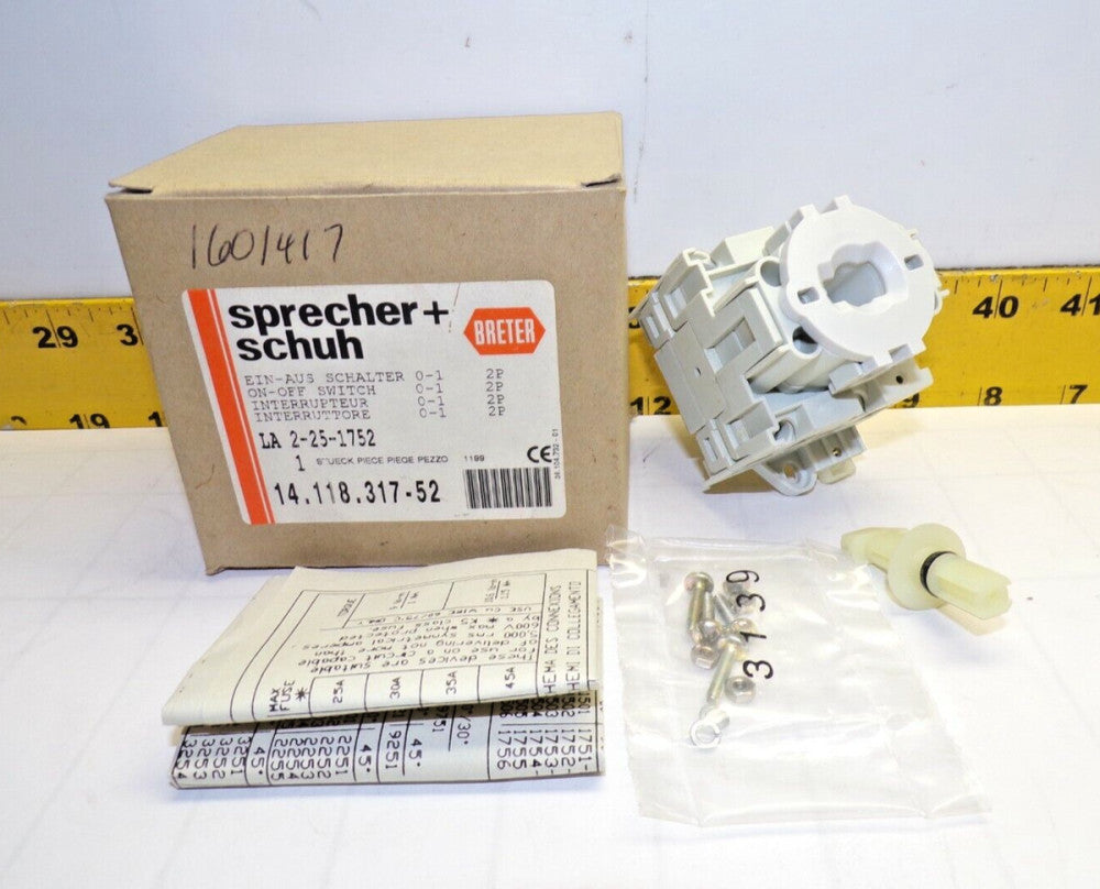 NEW SPRECHER+SCHUH 25 AMP ON-OFF CAM SWITCH 600 VAC  LA2-25-1752 / 14.118.317-52
