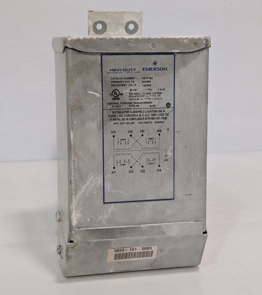 Emerson HS1F1BS Hevi-Duty Industrial Transformer 240/480 to 120/240 VAC, 1 Phase