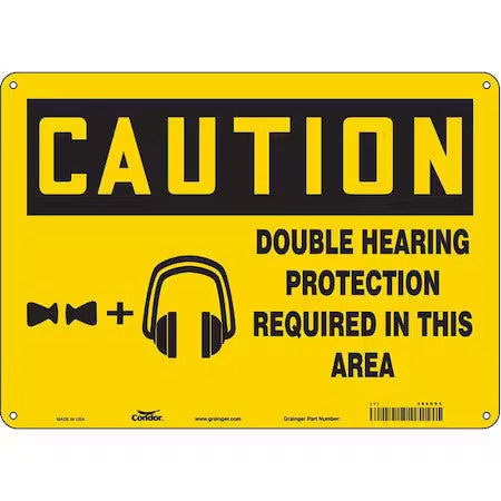 Condor 486D93 Safety Sign, 10 In Height, 14 In Width, Polyethylene, Horizontal