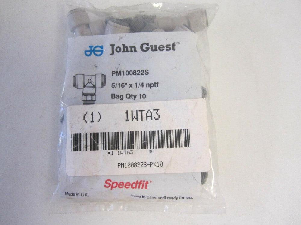 JOHN GUEST Swivel Branch Tee -PM100822S-PK10- 5/16" Tube OD, 150 PSI, Gray, Pk10