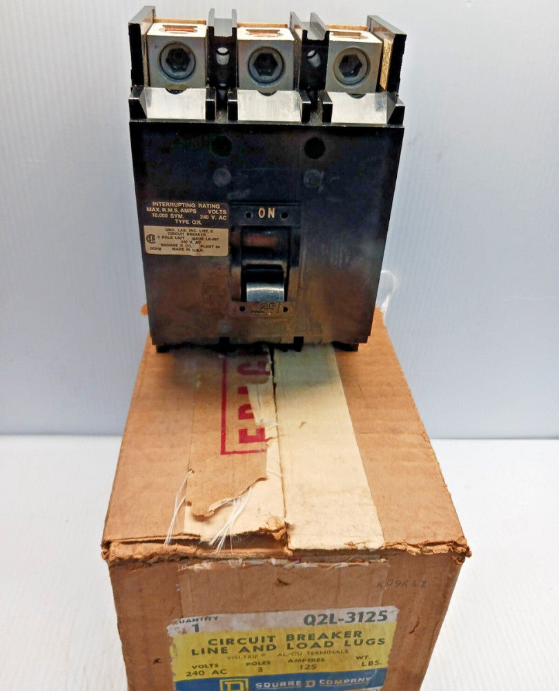 New Square D Q2L3125 125 Amp Main Circuit Breaker 3 Pole 240 Vac