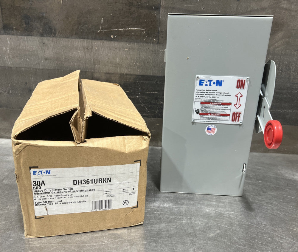 Eaton DH361URKN Safety Switches DH 3P 30A 600V 50/60Hz 3Ph Non Fusible 4Wire Nos