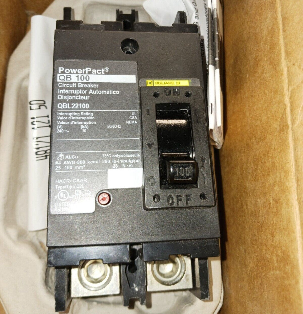New Square D QBL22100 100 Amp PowerPact Circuit Breaker 2 Pole 240 VAC NIB