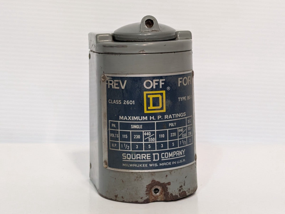 Square D 2601BG1 Reversing Drum Switch, 7.5HP @ 575vac Polyphase, 2601 BG-1