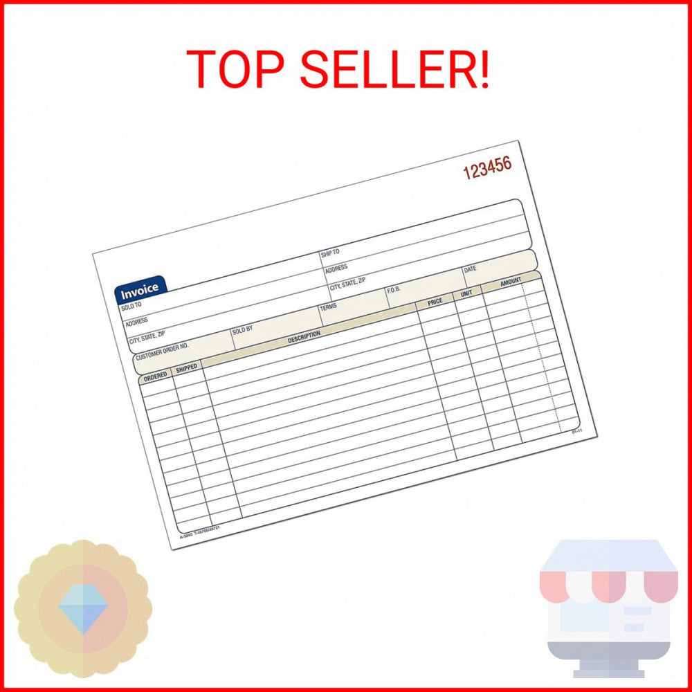 Adams Invoice Book, 3-Part, Carbonless, 5.56 x 8.44 Inch, 50 Sets per Book, Whit