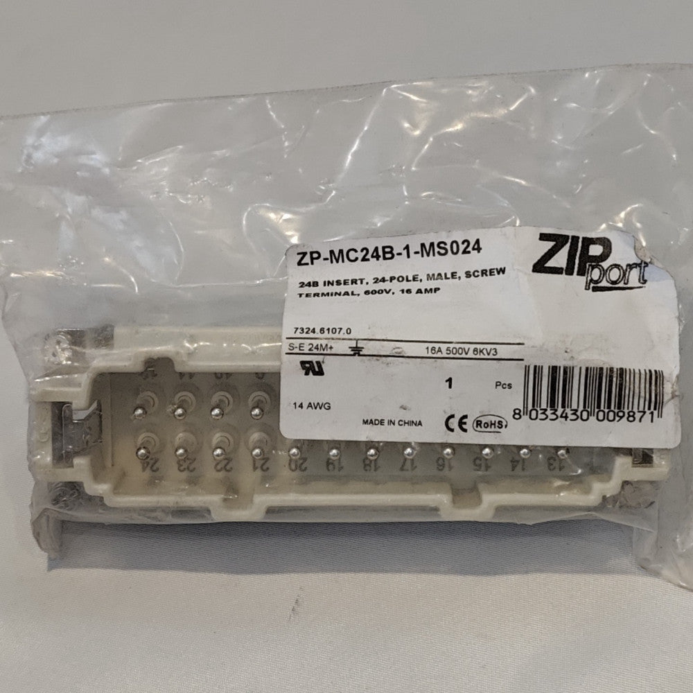 Zip Port ZP-MC24B-Z-MS024 Male Connecter Terminal Pin Insert 24 Pins