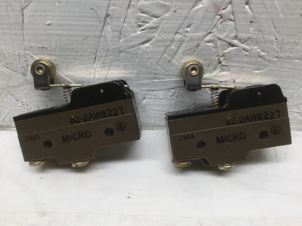 Micro Switch BZ-2AW822T Roller Lever Limit Switch 15A 125, 250 or 480 VAC (2PK)