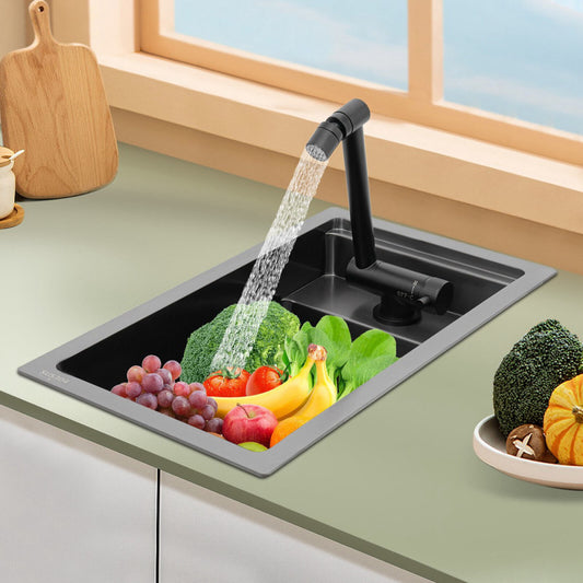 304 Stainless Steel Luxury Single Bowl For Kitchen, Bar, Sink w/Foldable Faucet