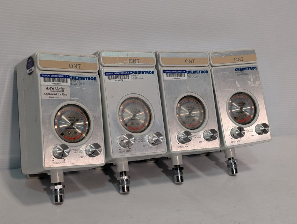 (4) Chemetron O.N.T. Patient Regu-Gage Section Regulator Devices w/ Vacuum Gauge