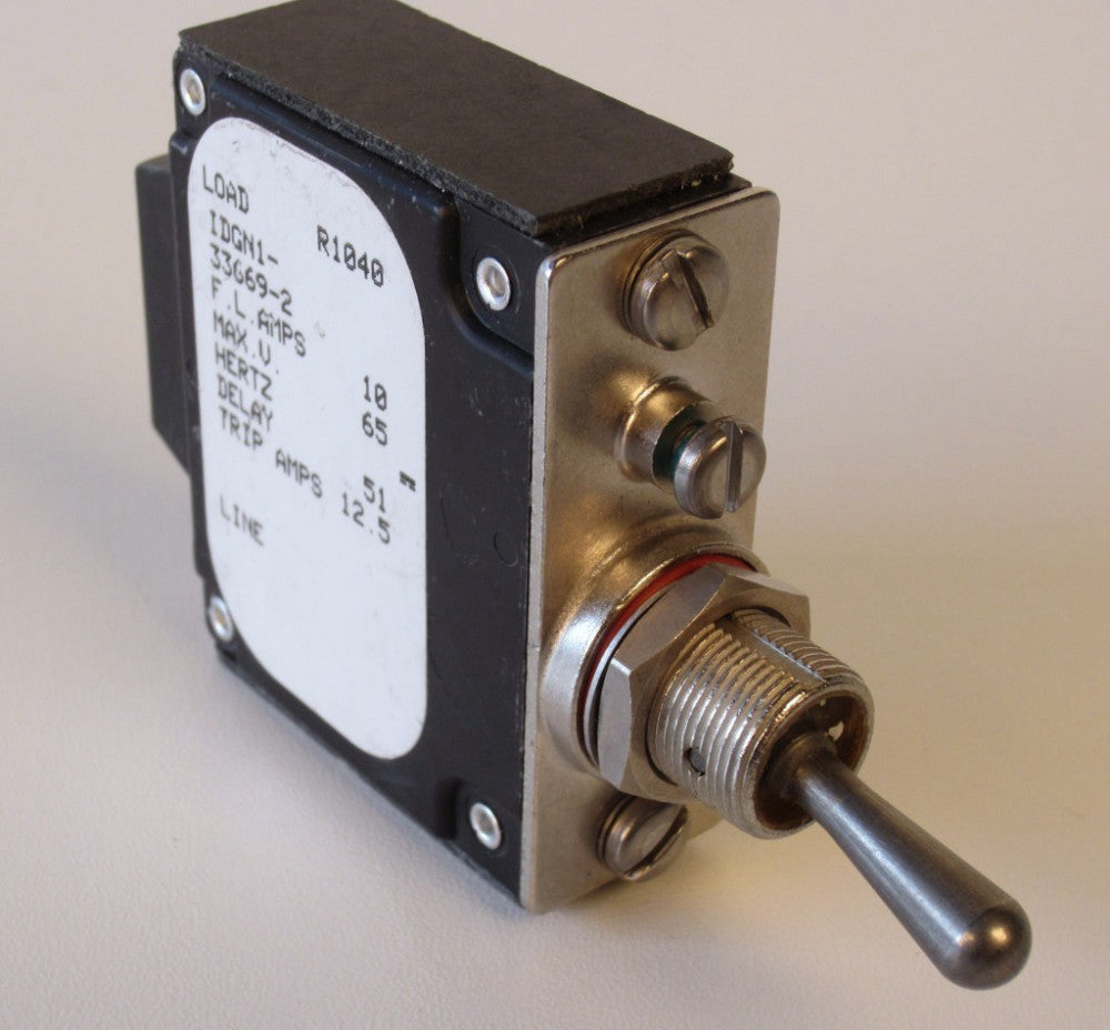Airpax Circuit Breaker IDGN1-33669-2 R1040 FL Amps 10 Max V65 Trip Amps 12.5 Amp