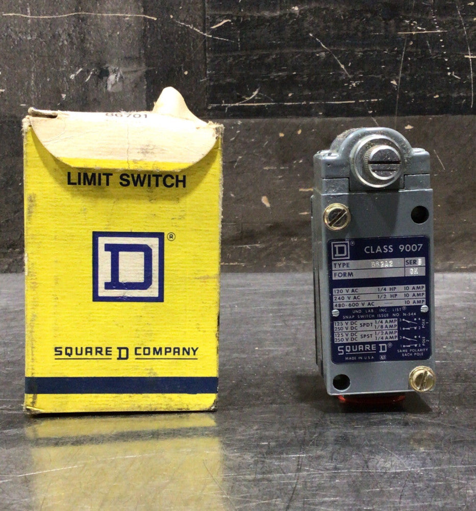 Square D 9007 B62A2 Ser B Limit Switch Form FH 10a 10 amp 9007B62A2 Nos Surplus