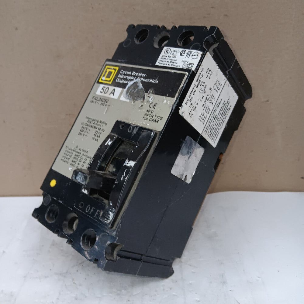 SQUARE D 50 AMP CIRCUIT BREAKER 2 POLE 480 VAC FAL24050