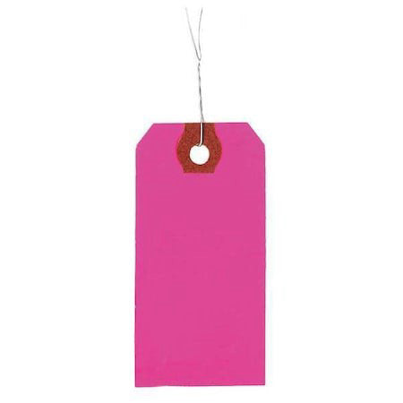 Zoro Select 4Wla8 1-3/8" X 2-3/4" Fluorescent Pink Wire Tag, Includes 12" Wire,